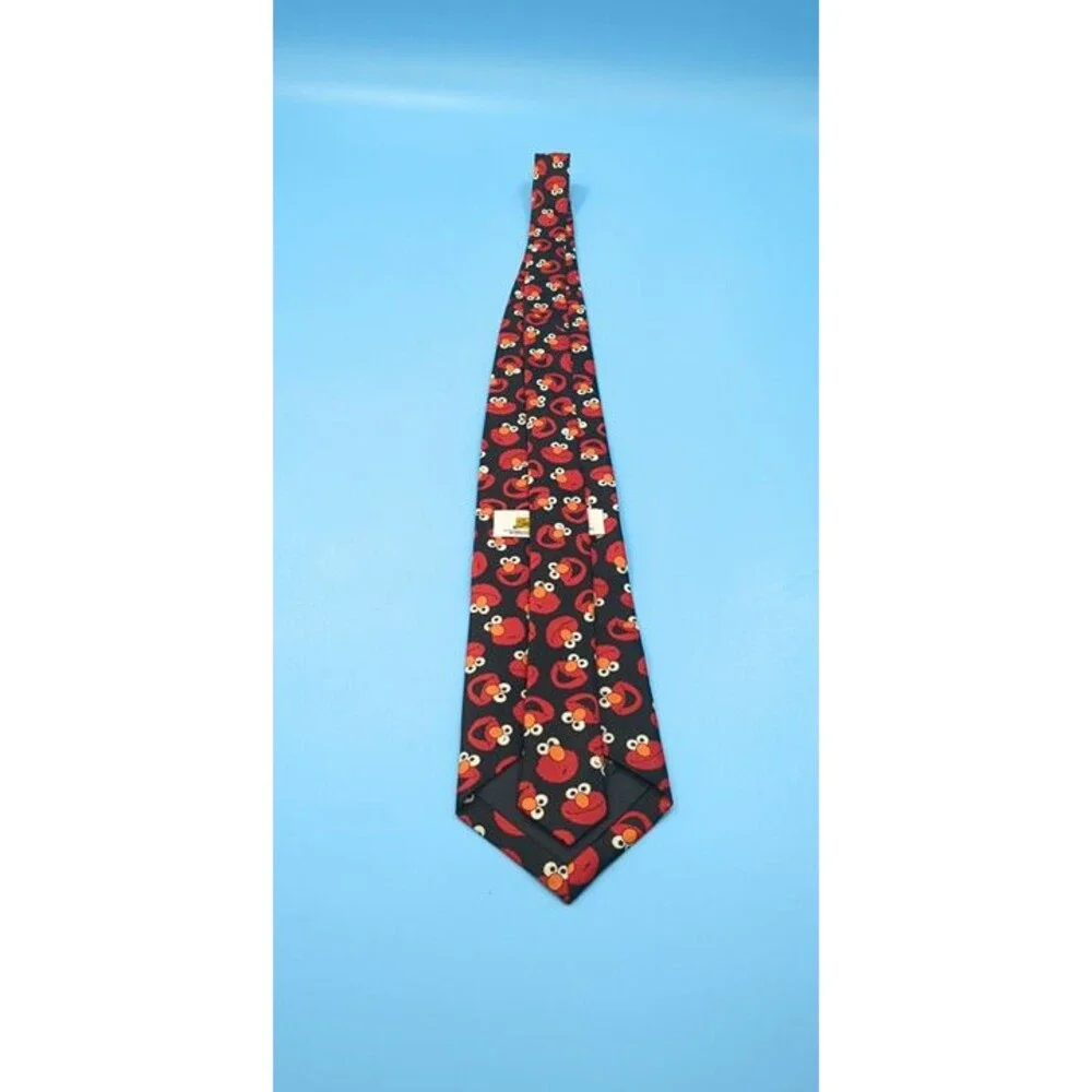 Sesame Street Elmo Allover Print Red Black Mens Tie Necktie 57 inch Vintage
